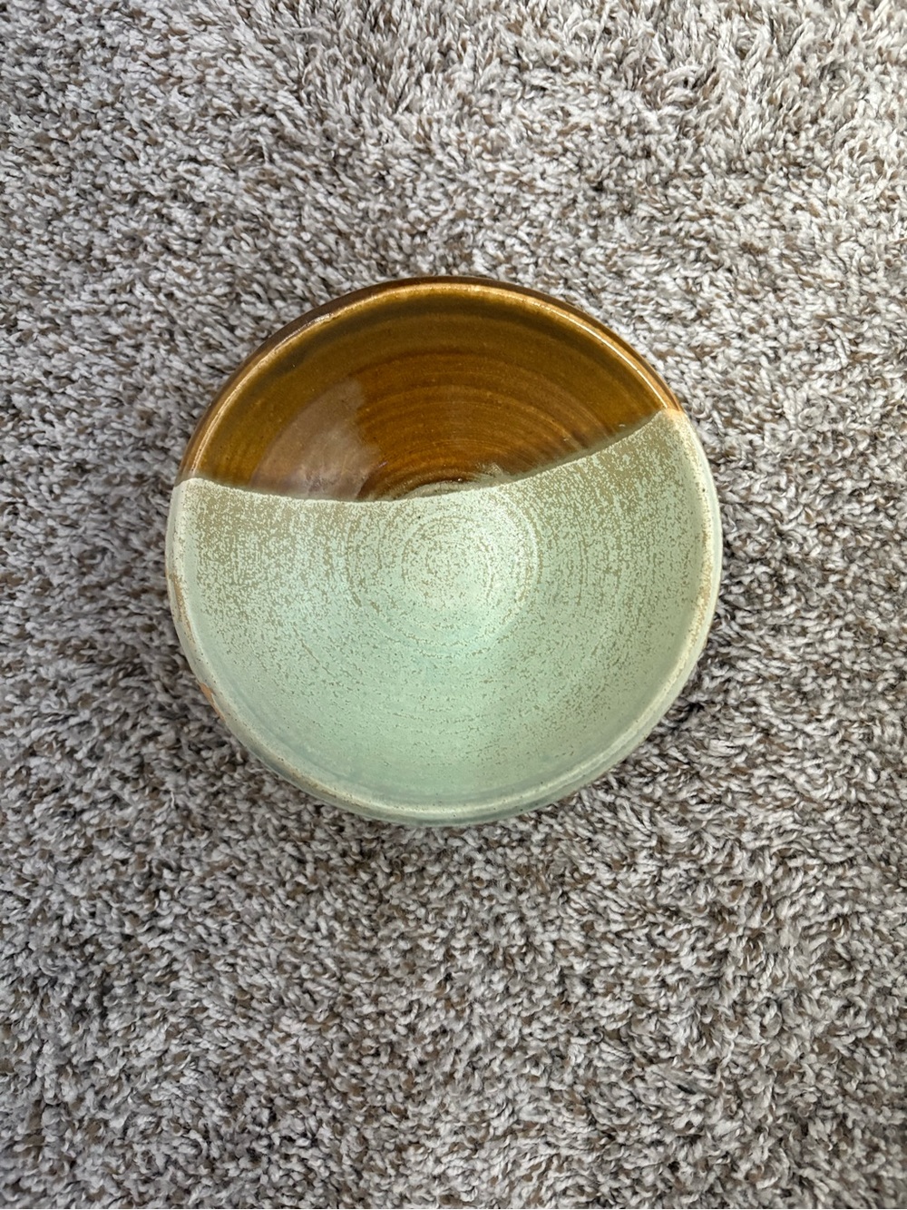 Two-Tone Ceramic Dinner Bowl in Sage Green and Amber